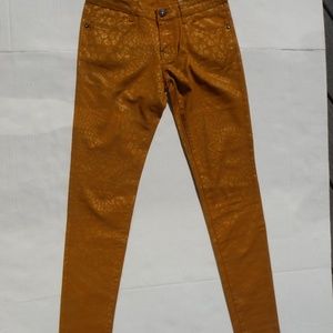 Gold Jeggings Metallic Leopard  Print Size 5